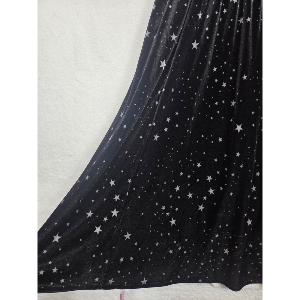 Torrid Black Velvet Celestial Star Print Midi Dress 1 Gothic Witchy Sleeveless - Picture 5 of 8